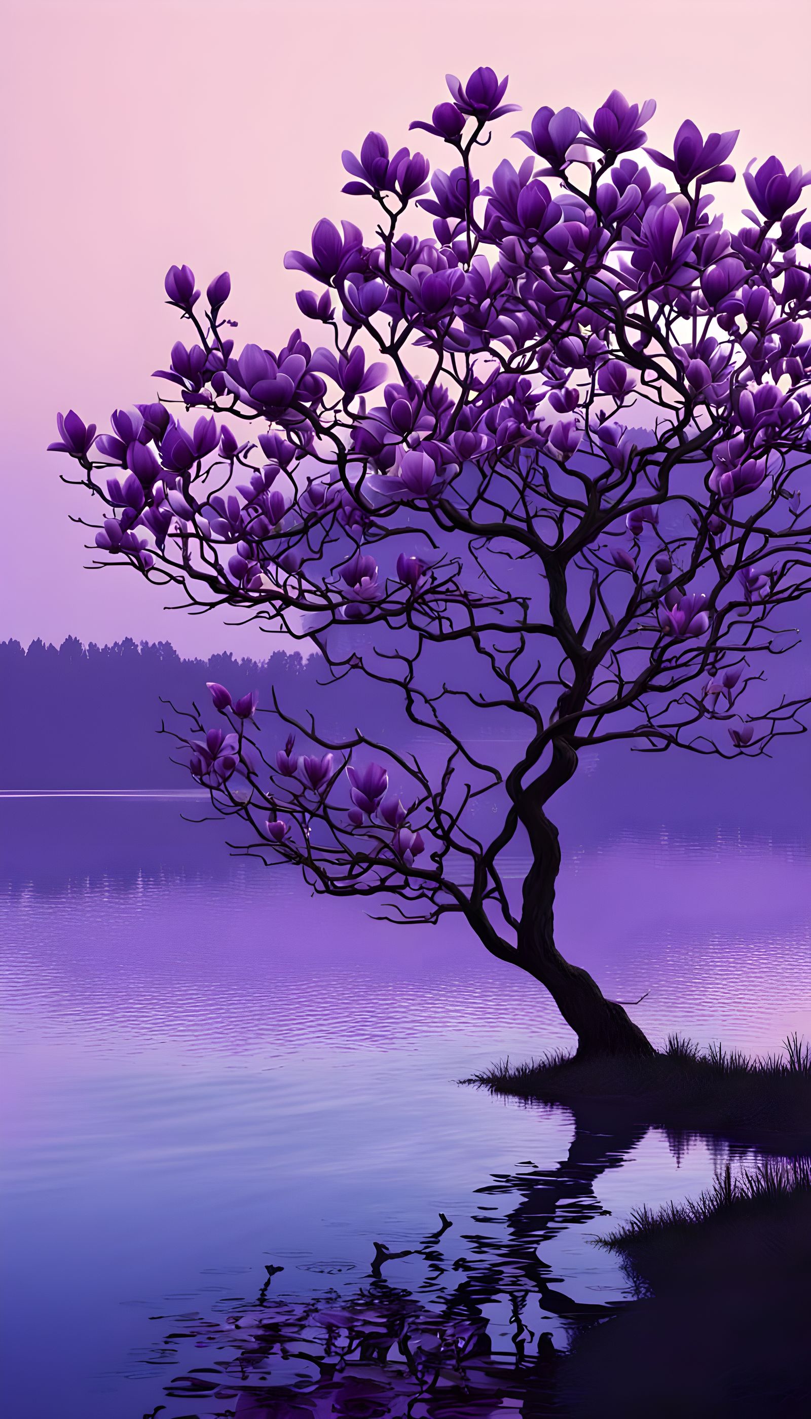 Peaceful Morning at the Lake in Vibrant Abstract