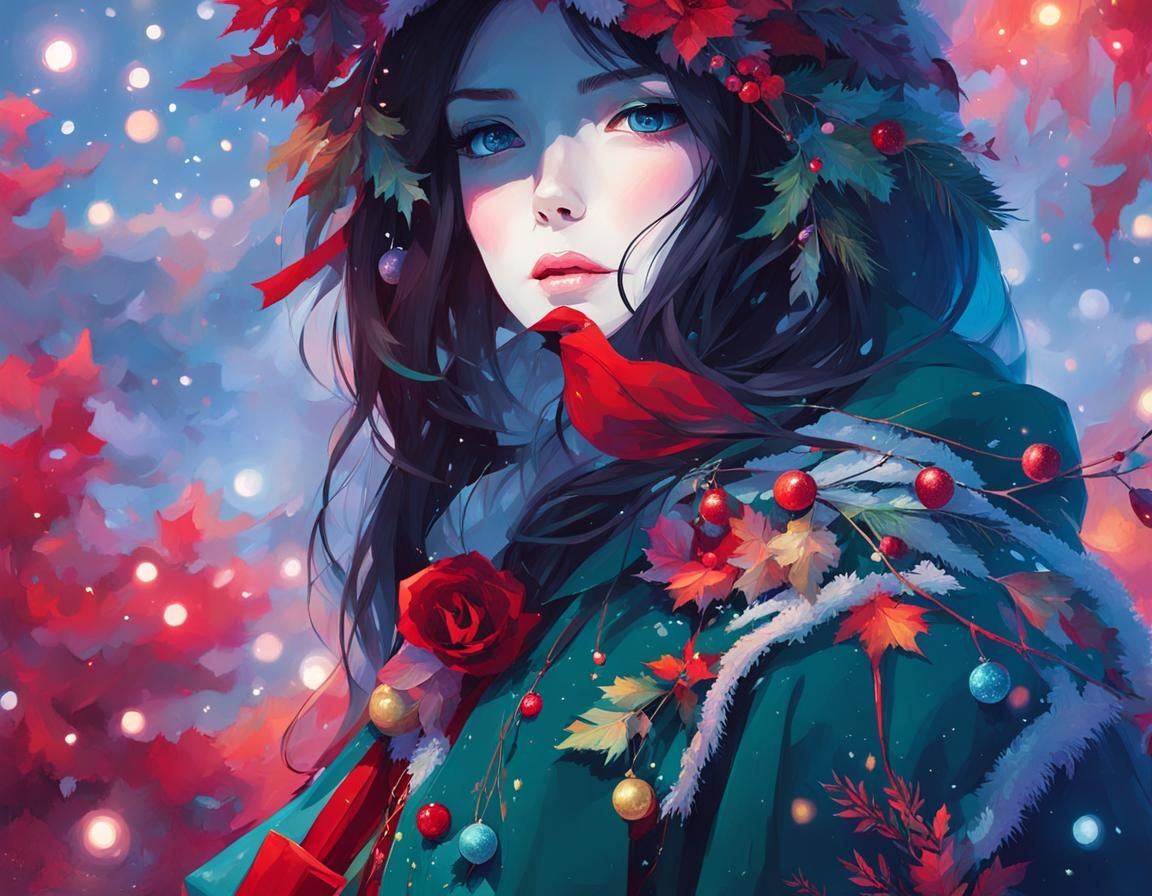 Festive Yule Celebration in Expressive Digital Painting