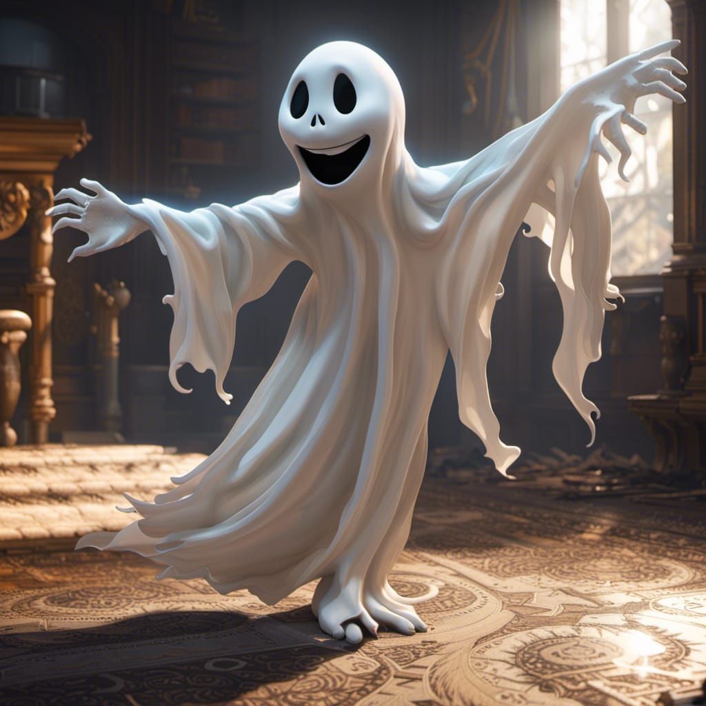 Casper the Friendly Ghost in Dark Fantasy Style