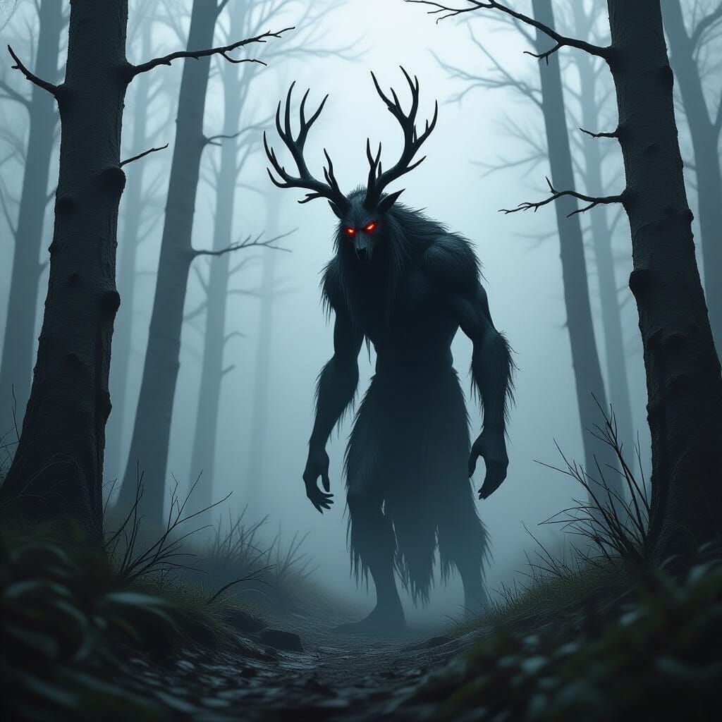 Detailed Matte Painting of a Creepy Wendigo