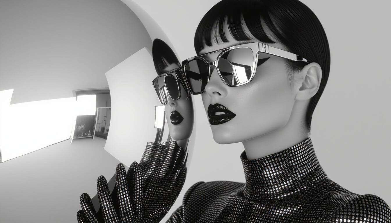 Avant-Garde Chrome Reflections in Silver and Black
