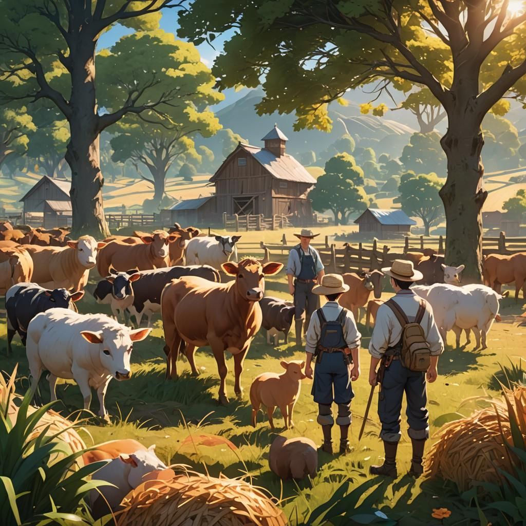 Sunlit Farm: 3D Anime Art in Genshin Style