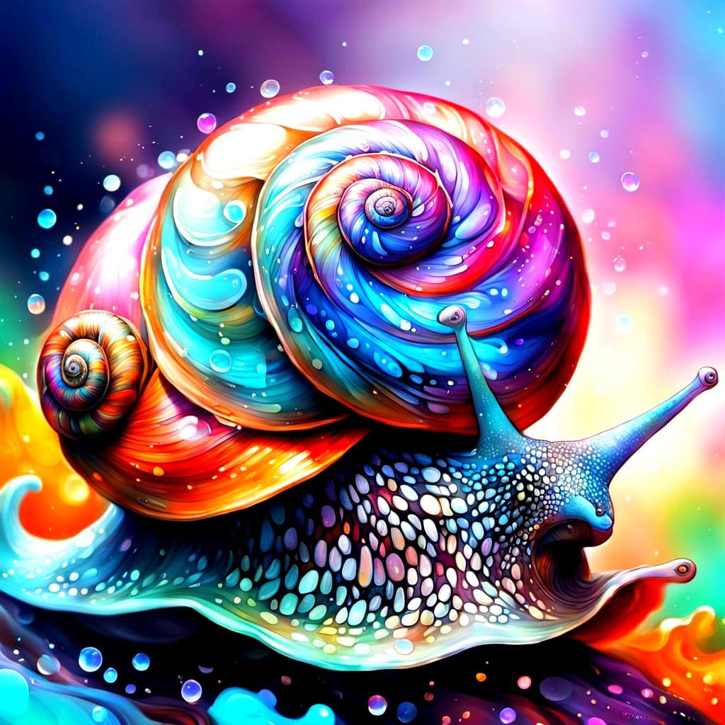 Colorful Ink Snail Illustration