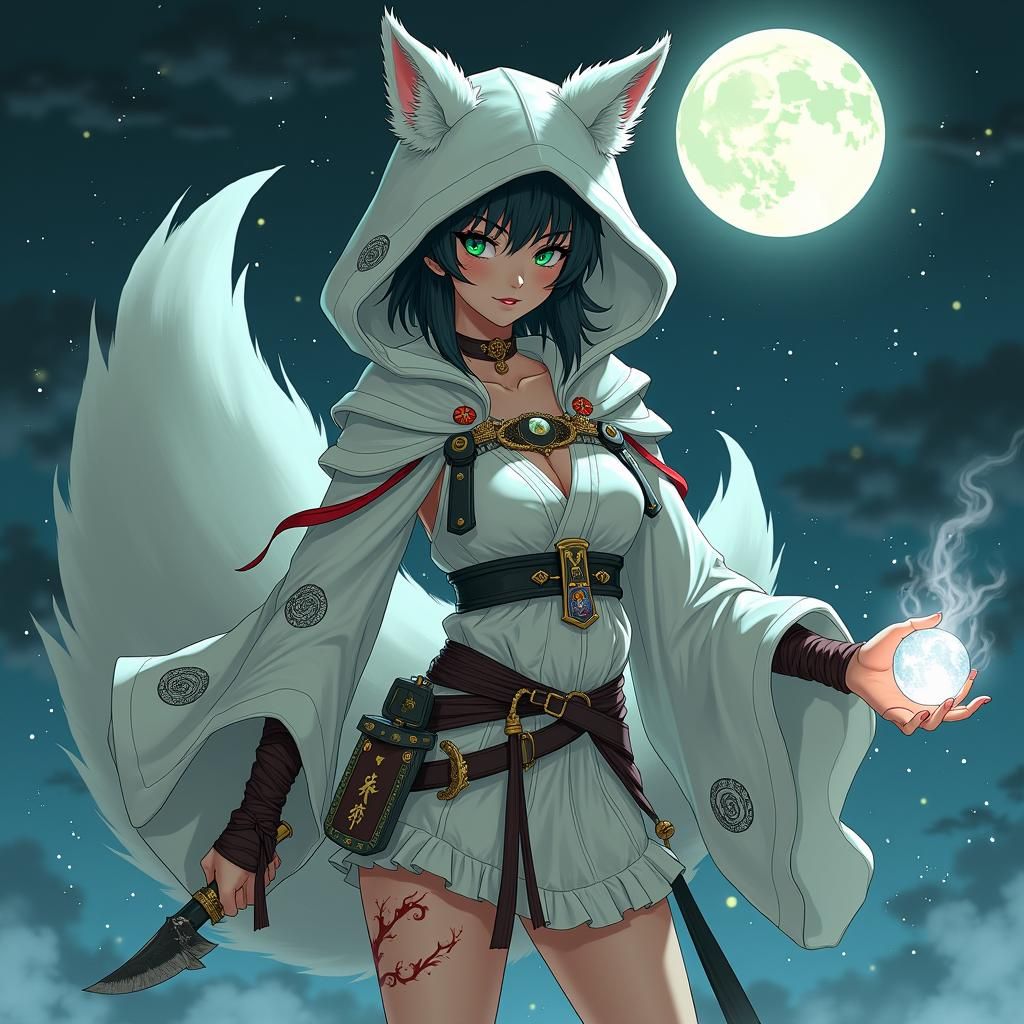 Mystical Kitsune Rogue in Dreamlike Anime Style