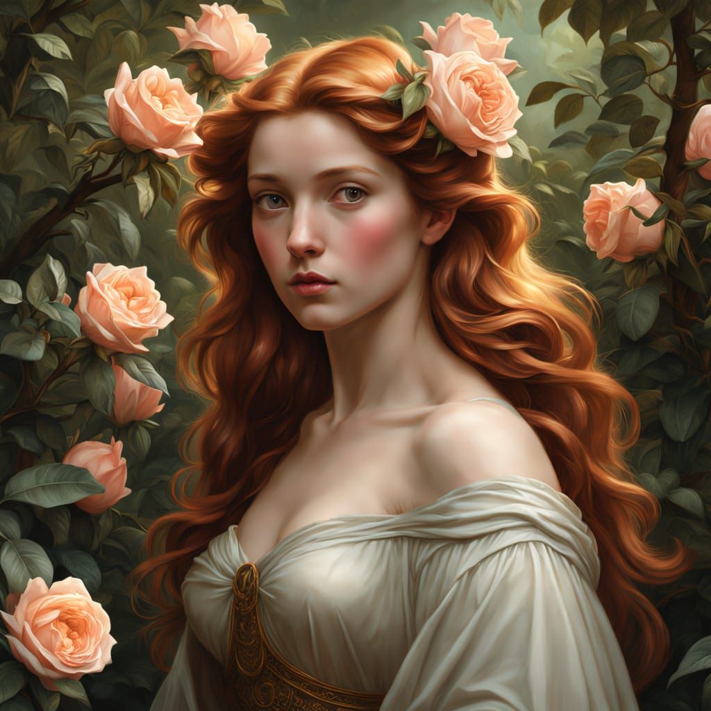 Serene Beauty in a Floral Thicket