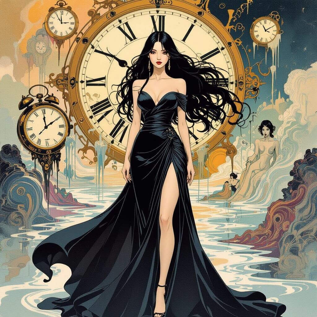 Italo-Japanese Woman in a Surrealist Dreamscape