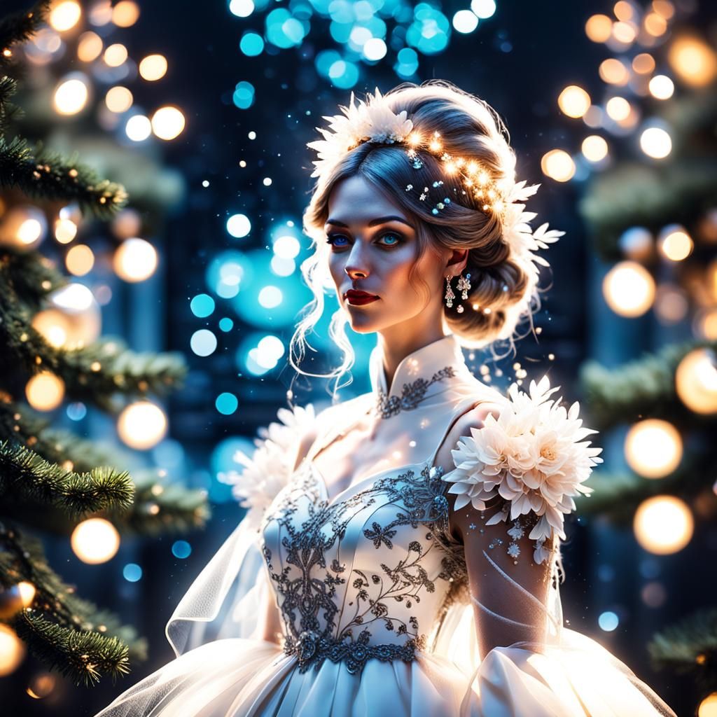 Bioluminescent Christmas Tree with Bokeh in Baroque Bauhaus ...