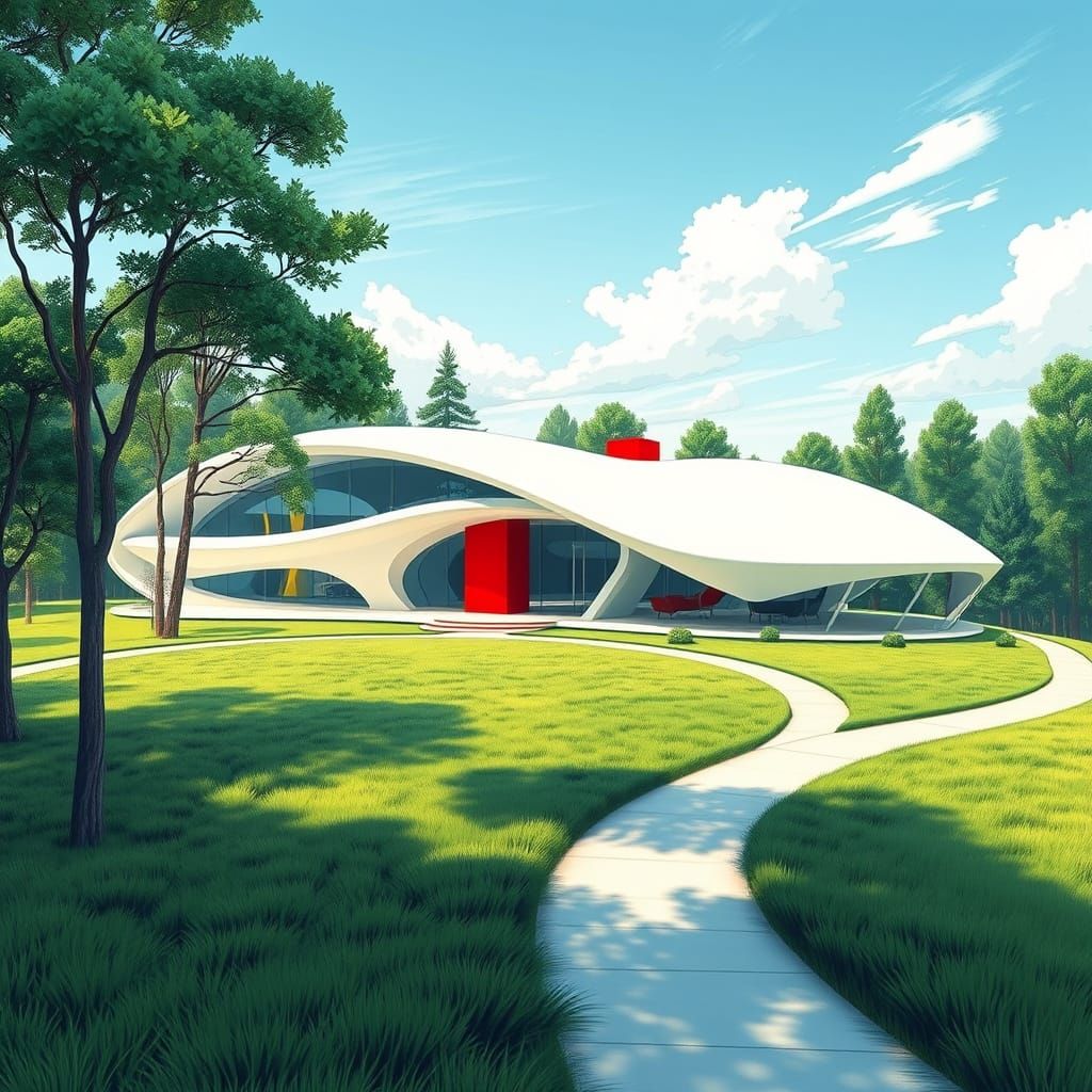 Futuristic Country House in Parametric Style, 8K