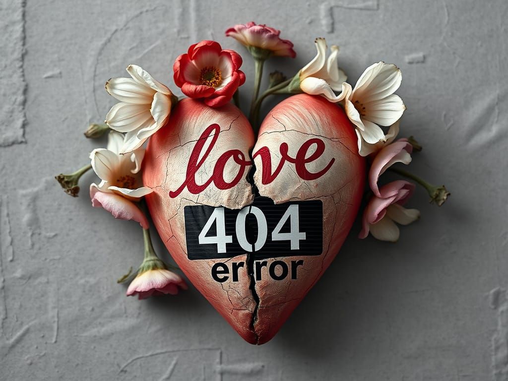 Wilted Bouquet of Flowers with Shattered Heart