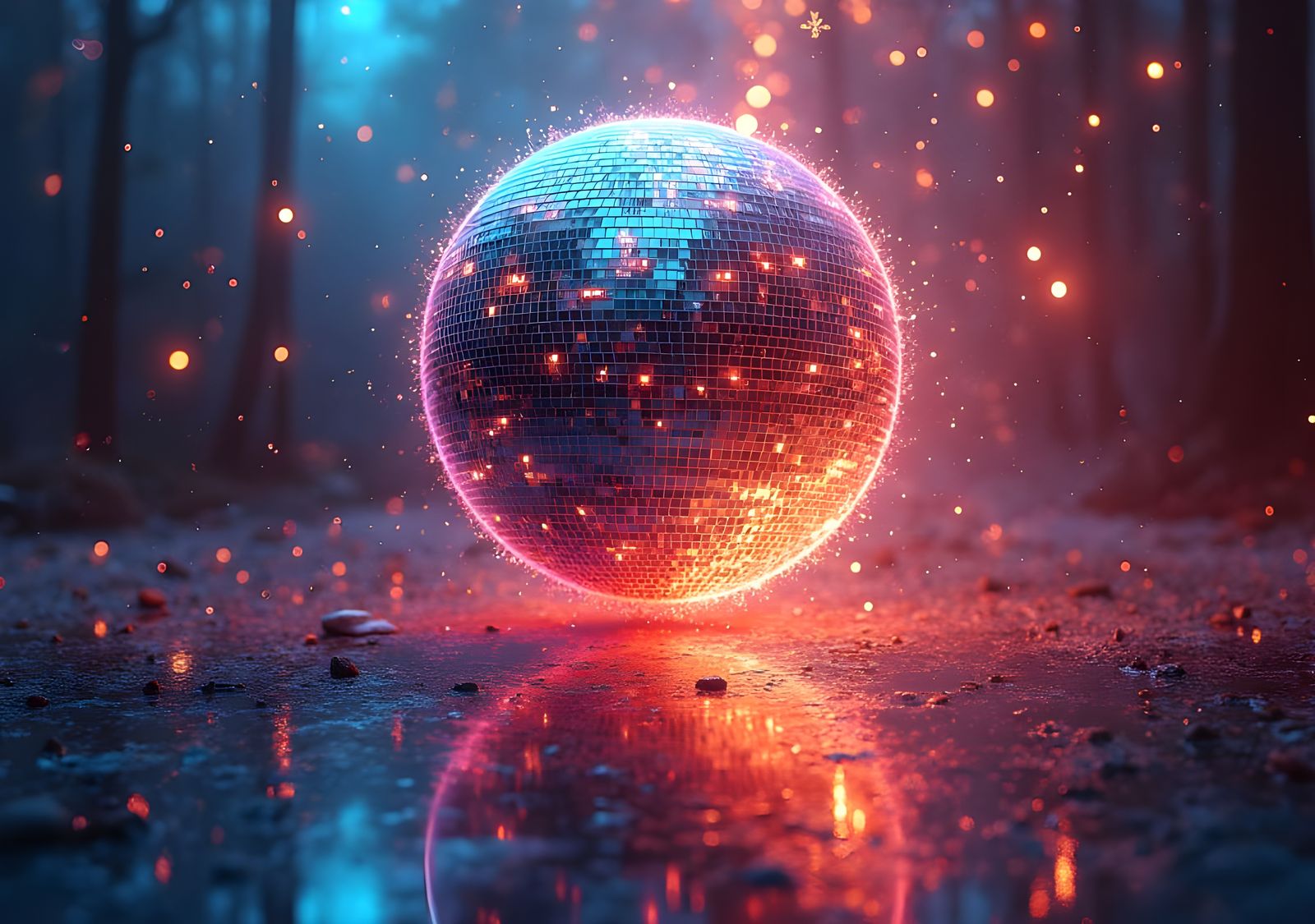 Disco Ball Reflecting Memories in Digital Art