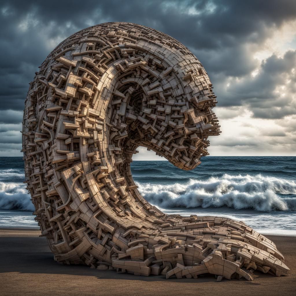 Hyperrealistic Ocean Puzzle Sculpture in High Definition