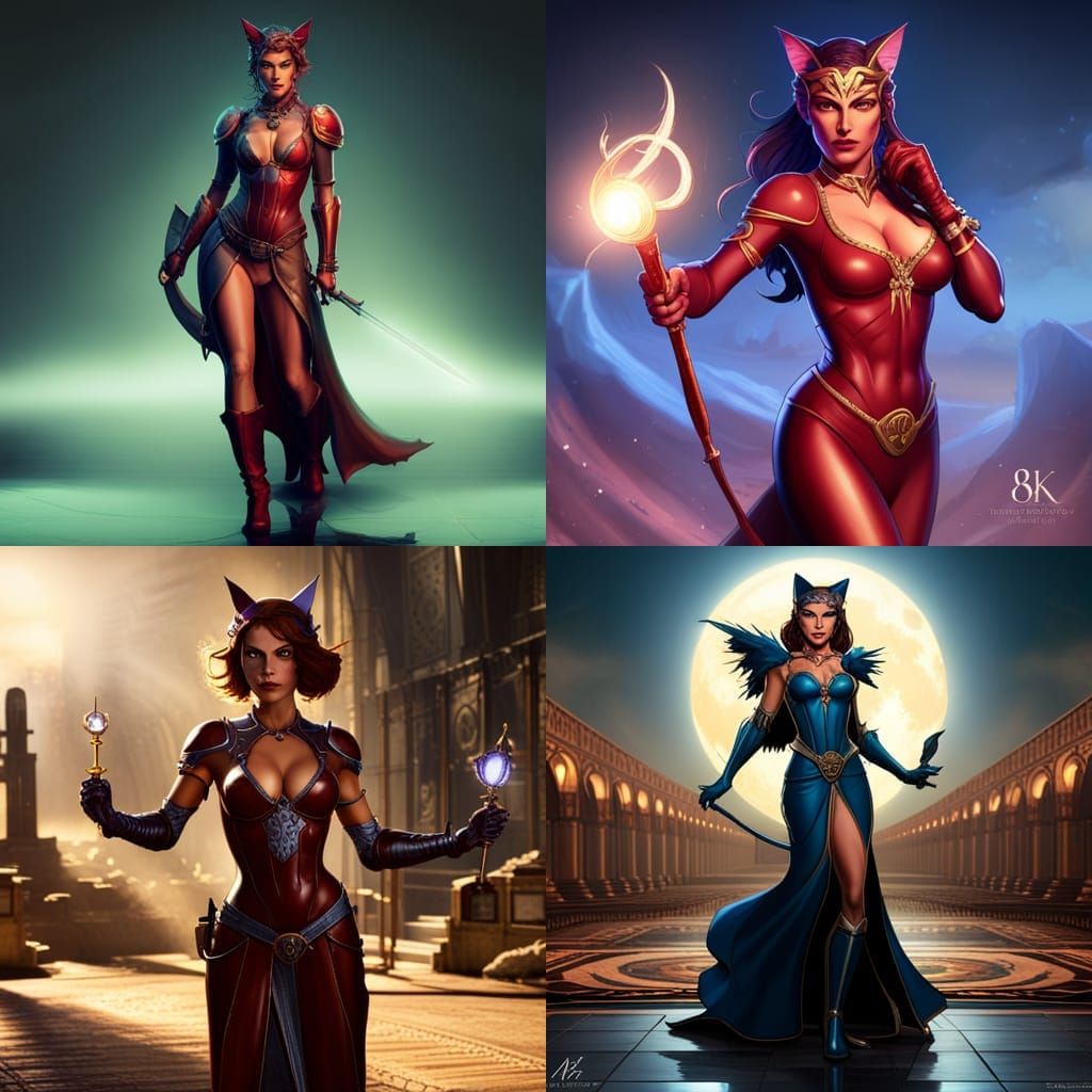 Cat Woman Dark Fantasy Concept Art in 8K