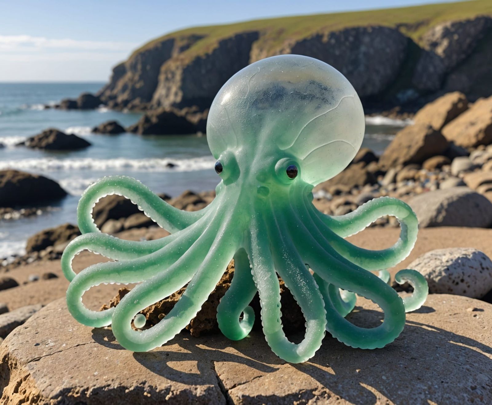 Smooth Seaglass Octopus Sculpture