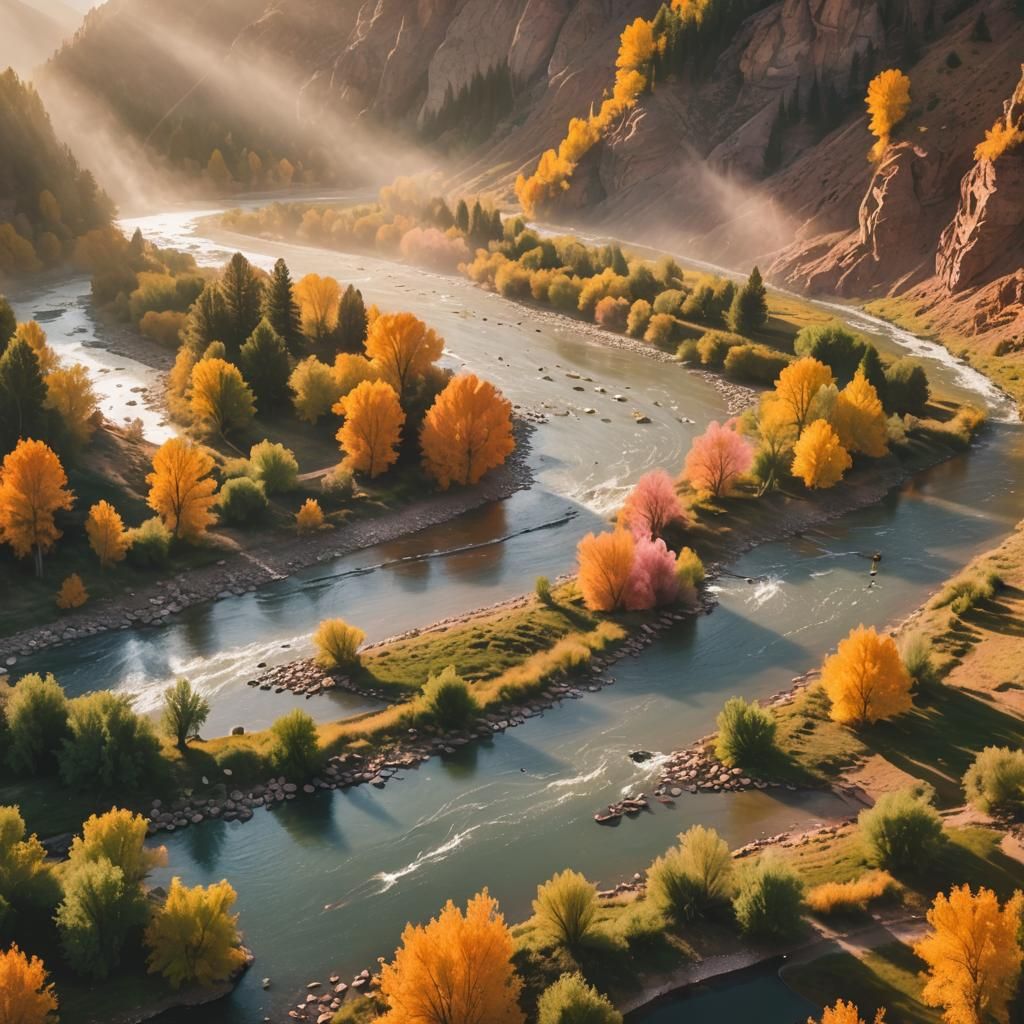 People Fly Fishing in Provo River at Golden Hour