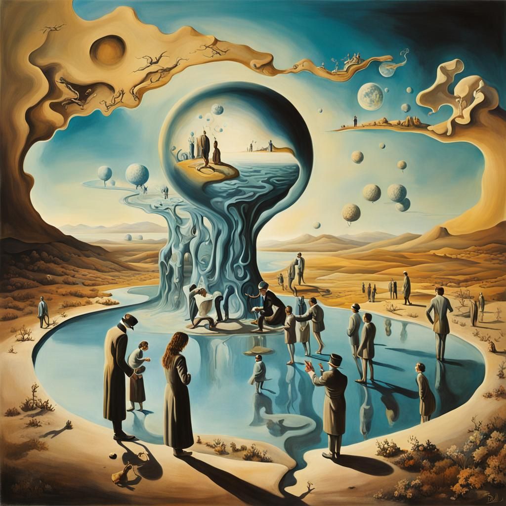 Surrealist Vision of People Helping Each Other