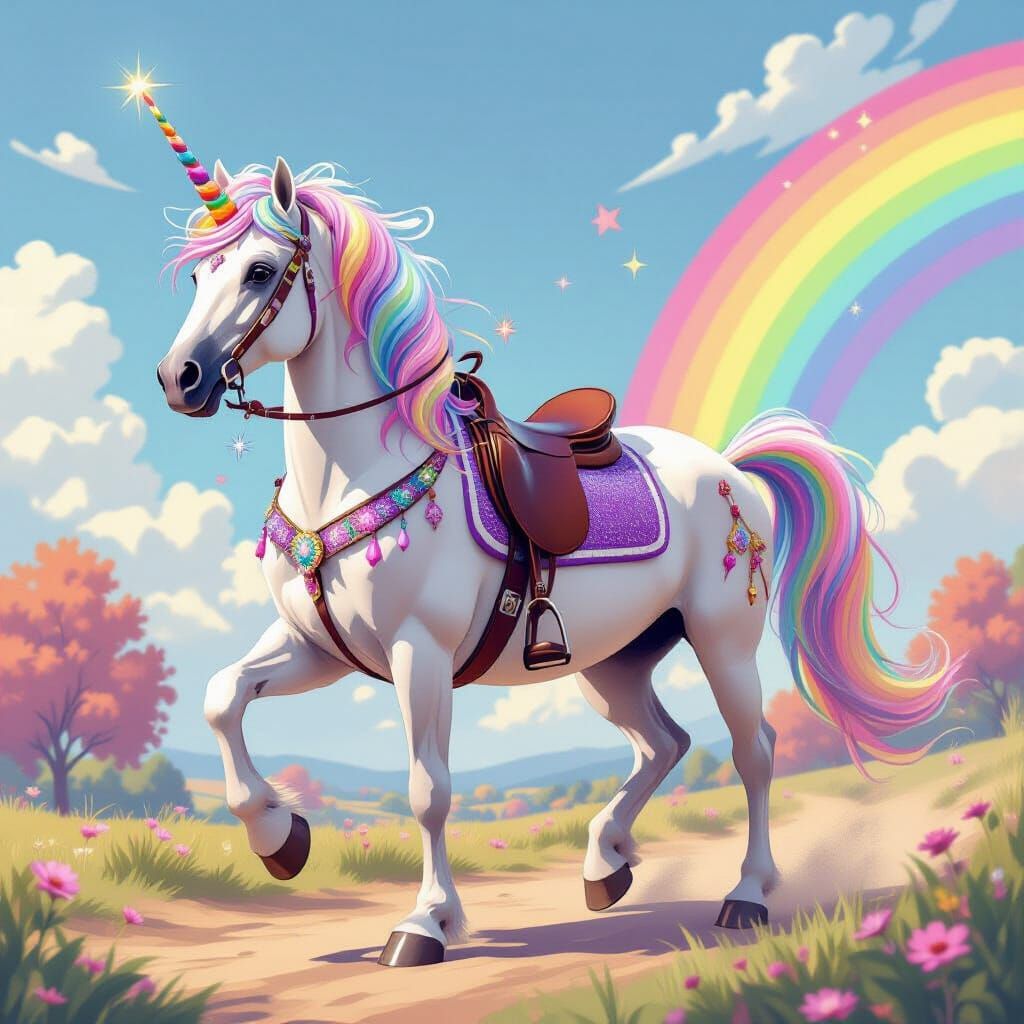 Rainbow Unicorn Horse Ready for a Party