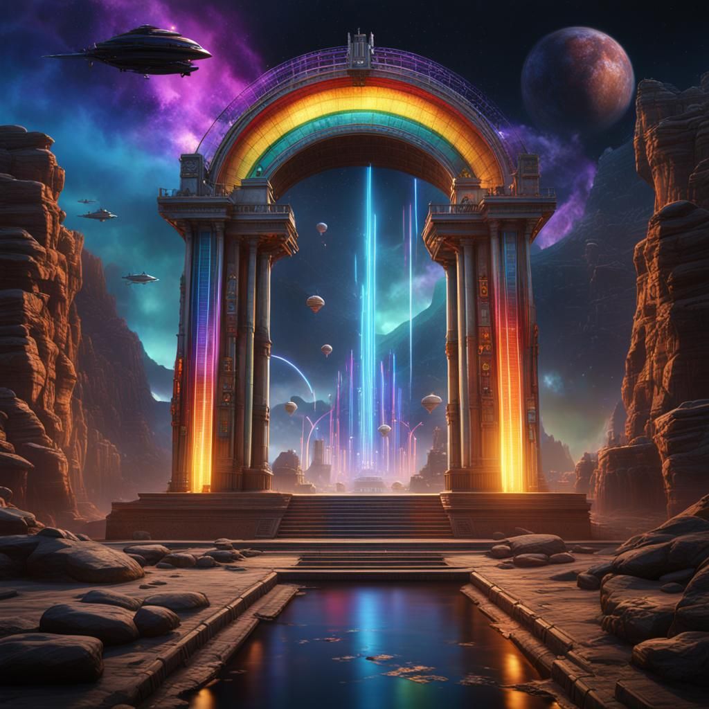 Rainbow Timeline Through Stargate: Fantasy Concept Art