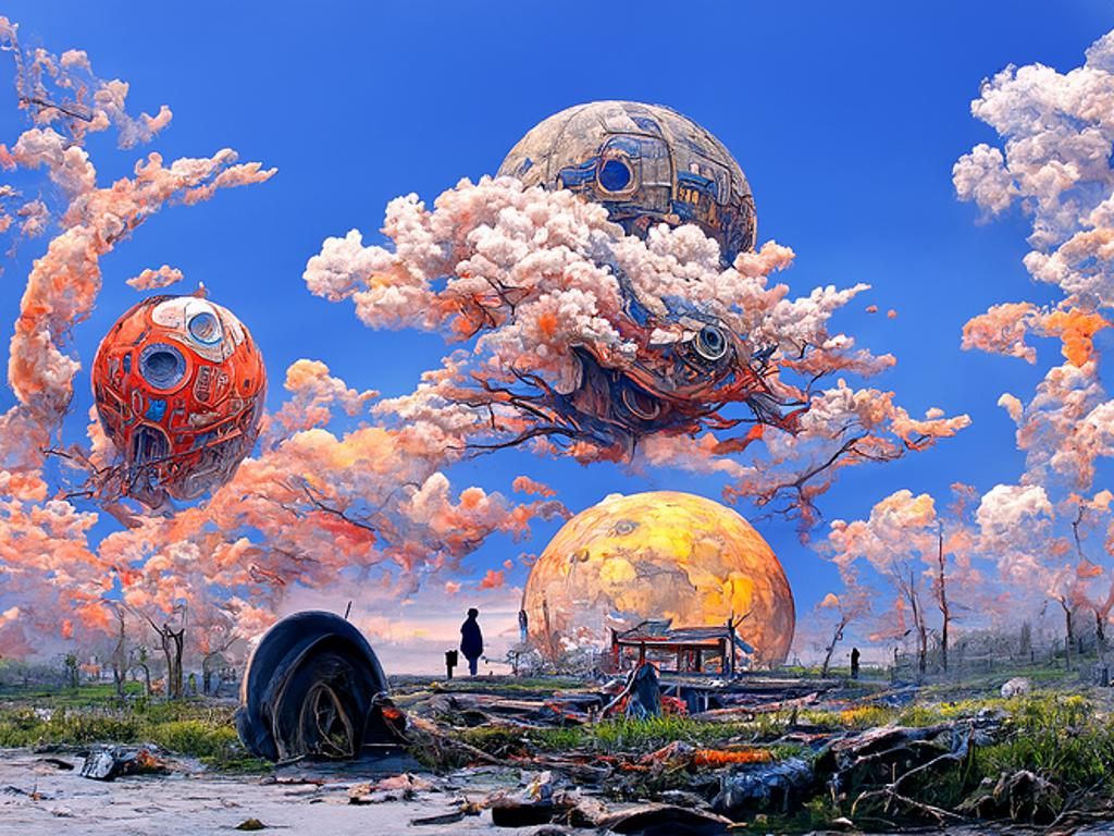 Surreal Sci-Fi Aftermath, Digital Illustration in Ethereal S...
