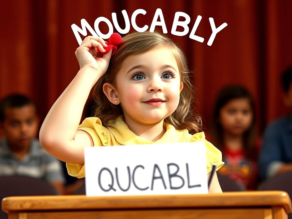 Spelling Bee Contest with Word MOUCABLY