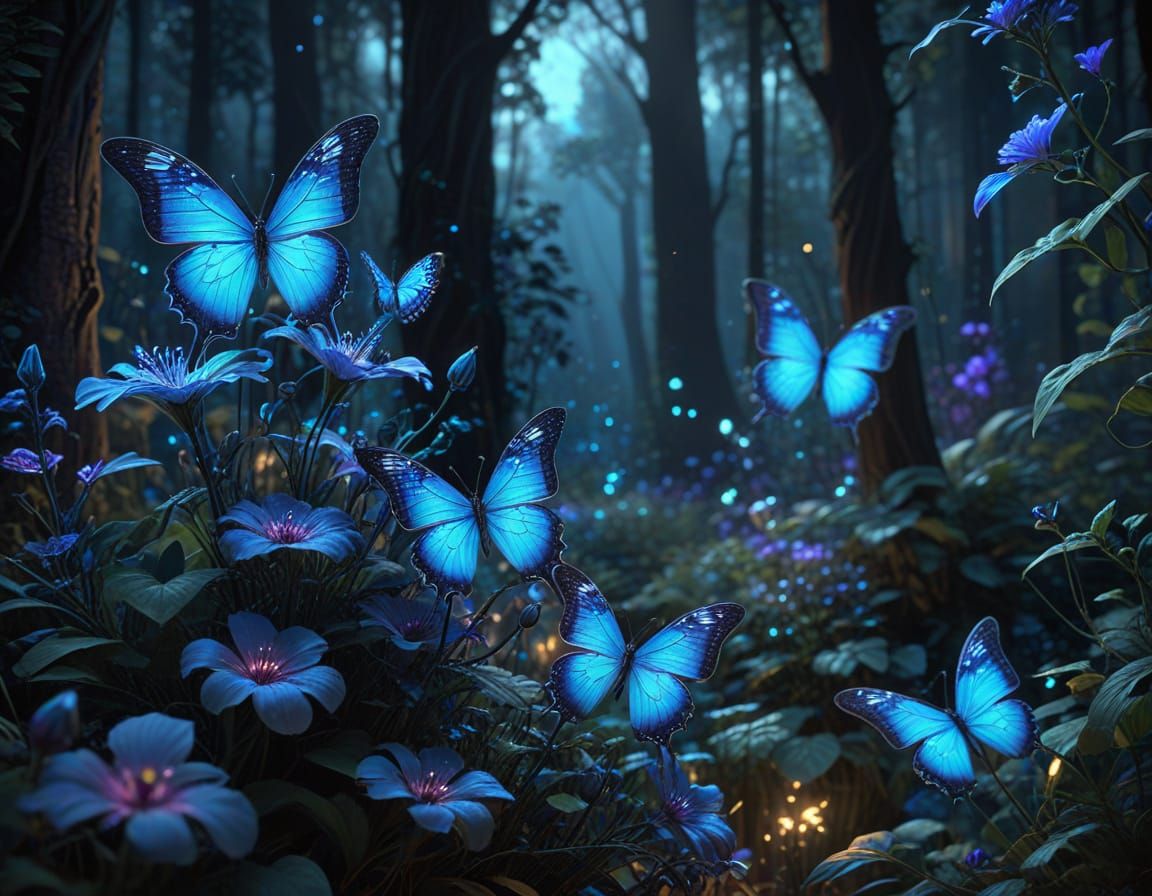 Bioluminescent Flower in Art Nouveau Style