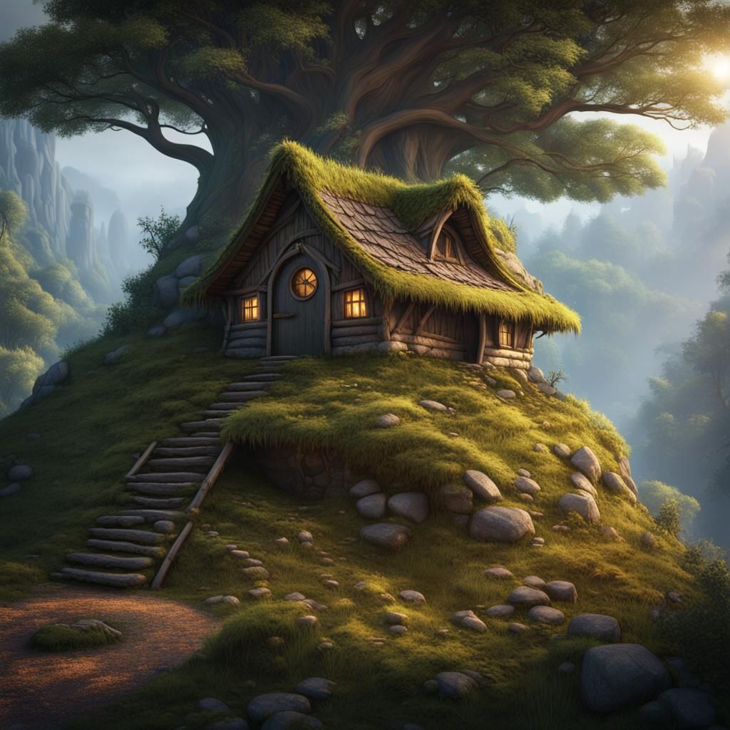 Enchanted Forest Hut: Detailed Matte Painting