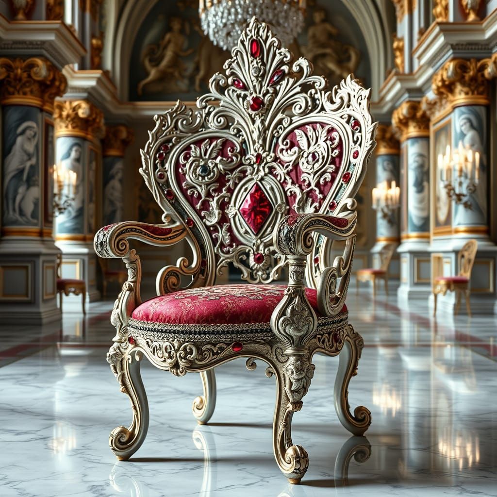 Ornate Chair in Marble Palace, Fabergé Style