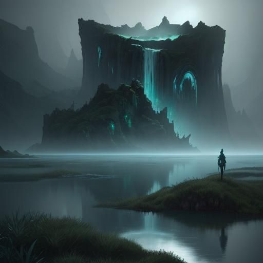 Surreal Lake Landscape in Dreamlike Fantasy Art