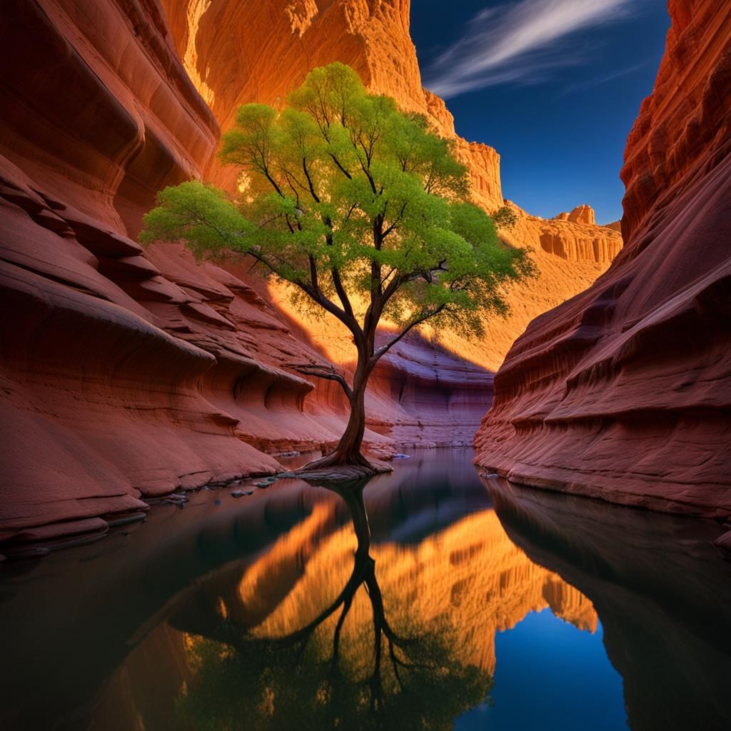 Lone Tree in Utah Canyon at Capitol Reef