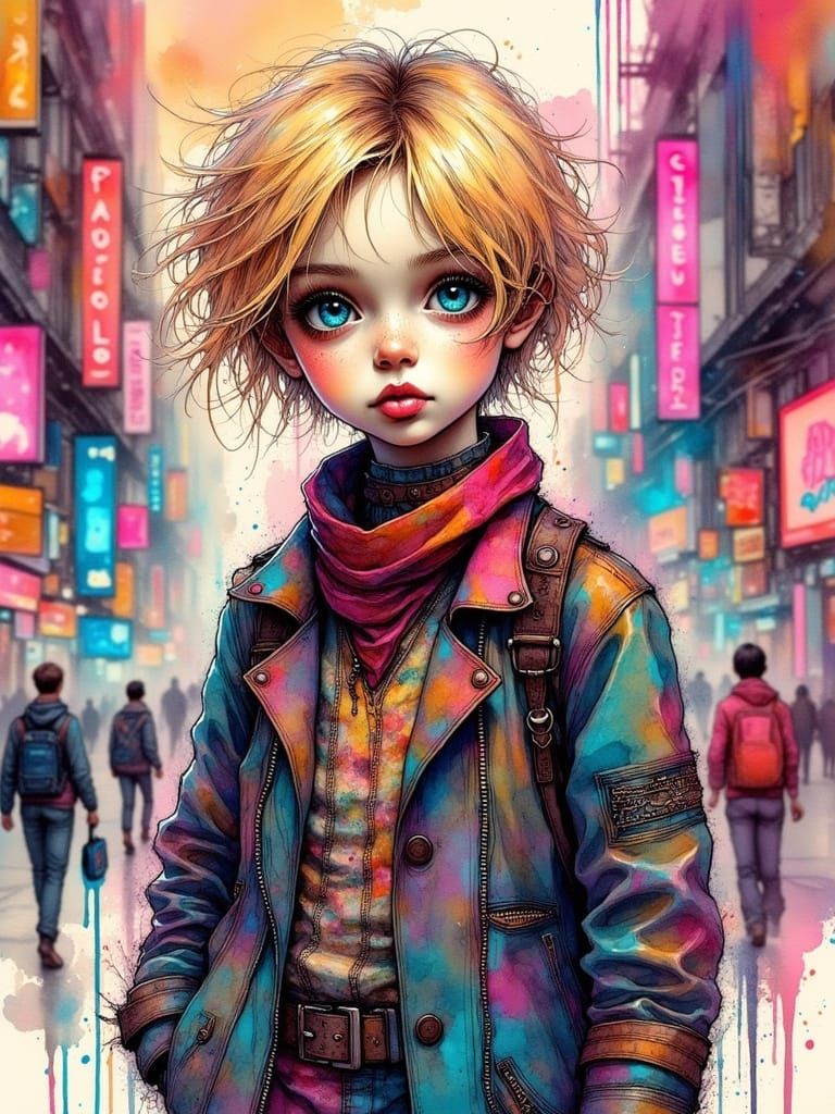 Cyberpunk Siren in a Dystopian Cityscape