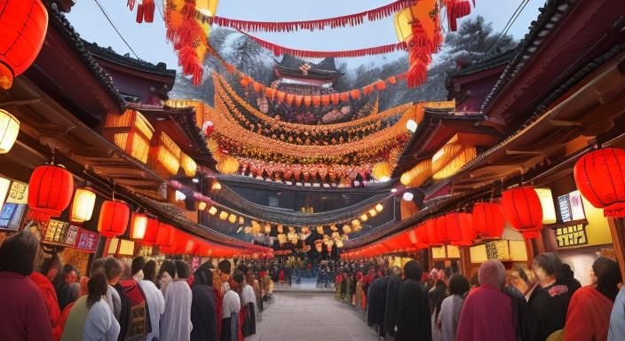 Japanese Doll Festival in Cinematic Ukiyo-e Style