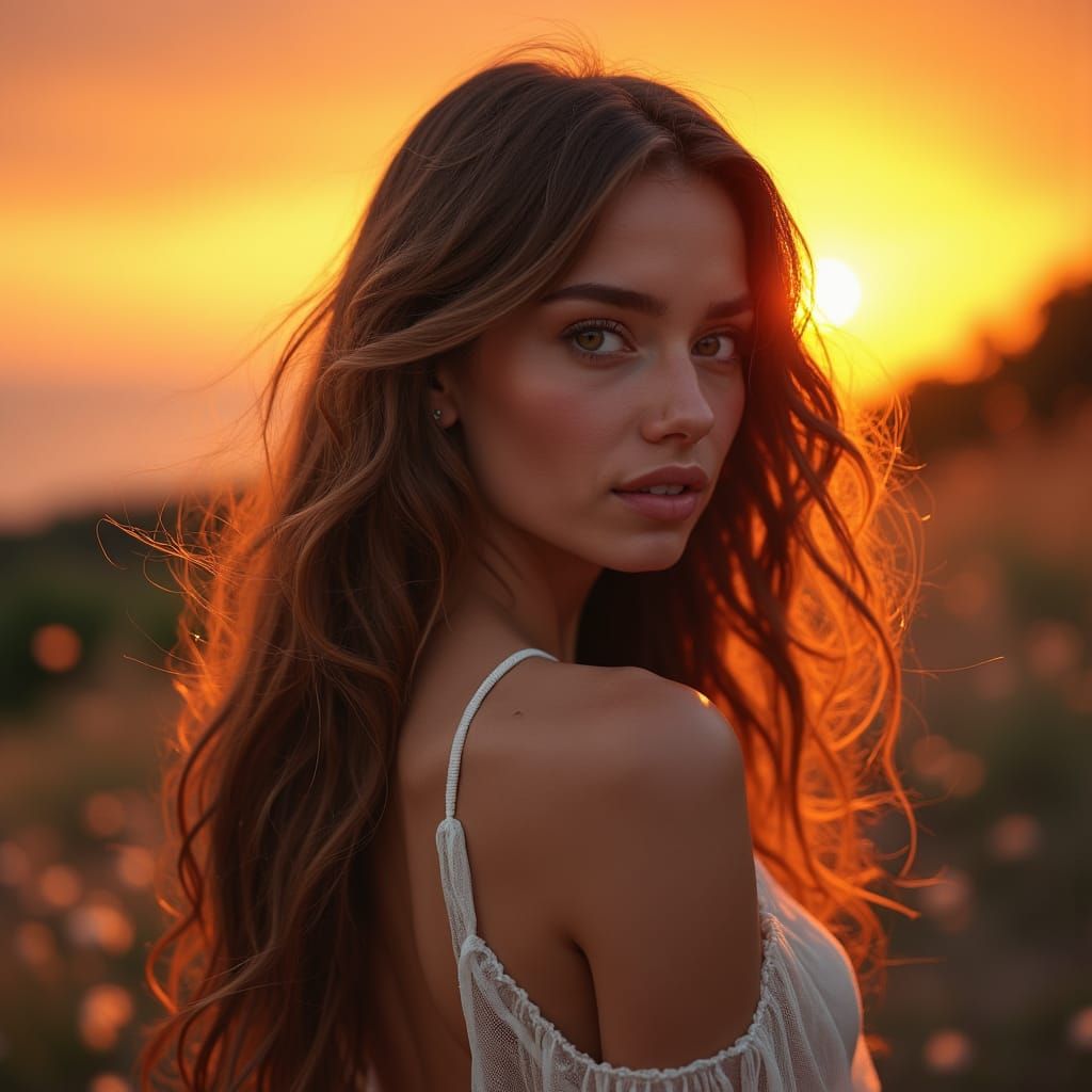 Woman with Brown Hair in Renaissance Style