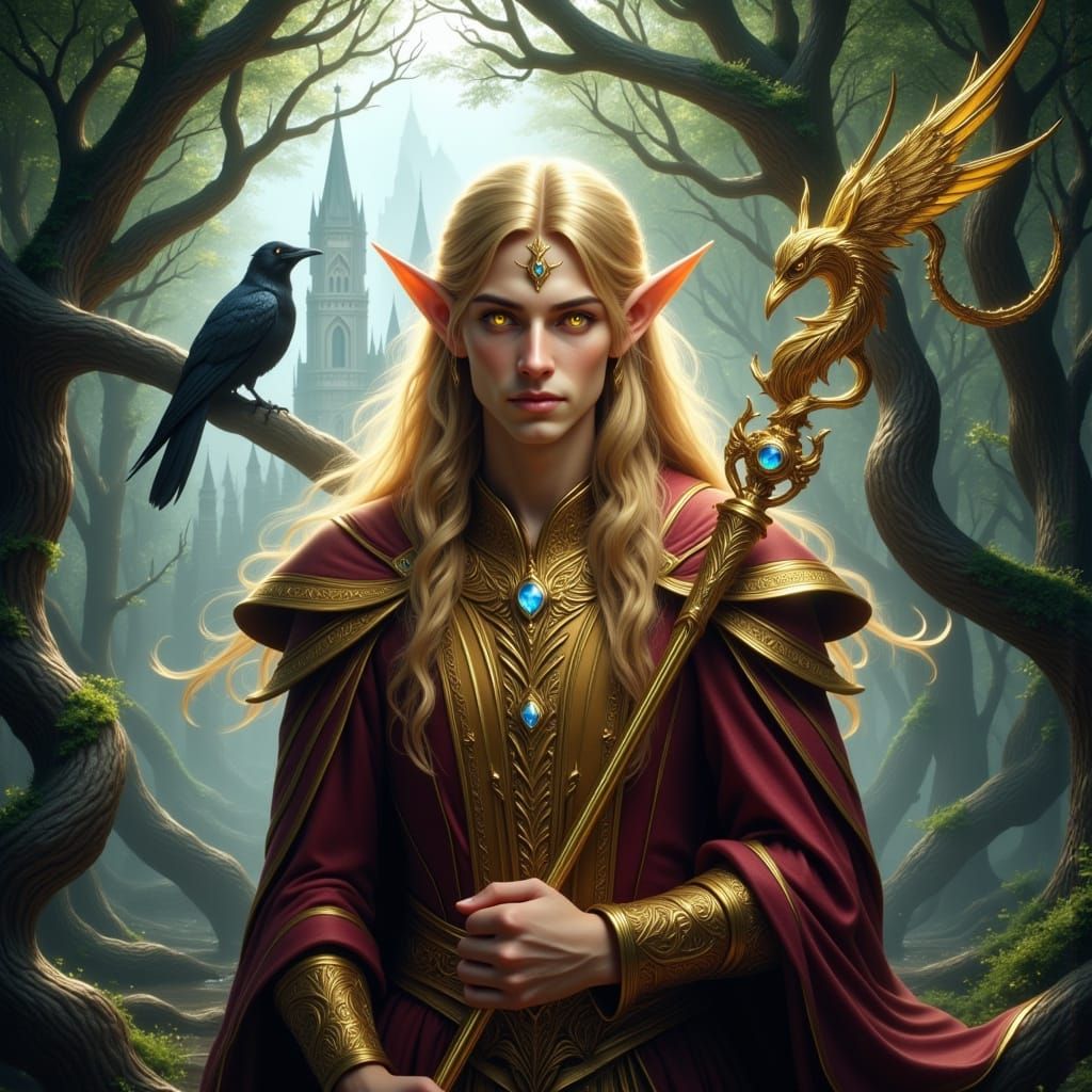 Elegant Elven Wizard Exudes Arrogance in Watercolor Art