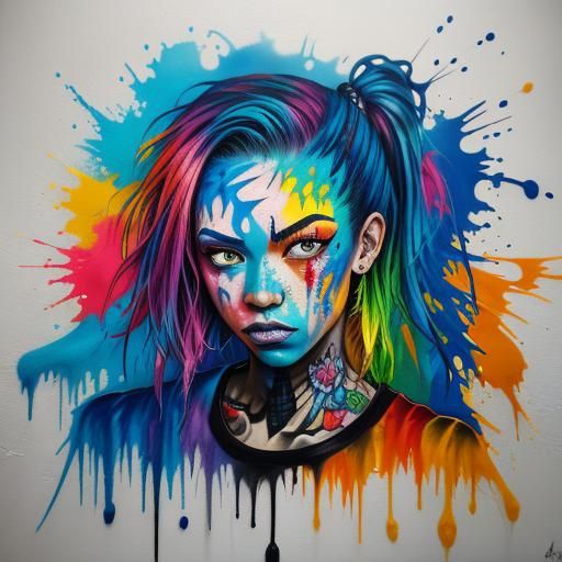 Full Color Caduceus Tattoo in Graffiti Art Style