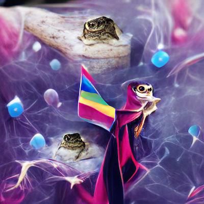 Whimsical Frog Wizard in Digital Art Style