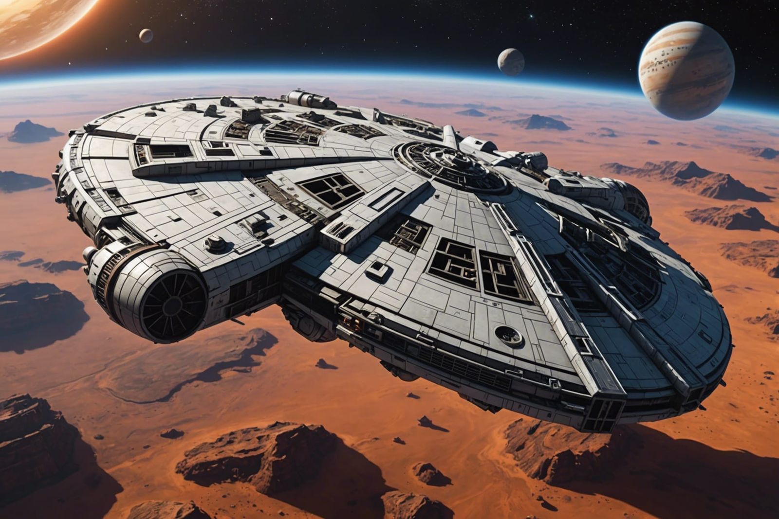 Millennium Falcon Over Planet Inspired by Milton Menasco