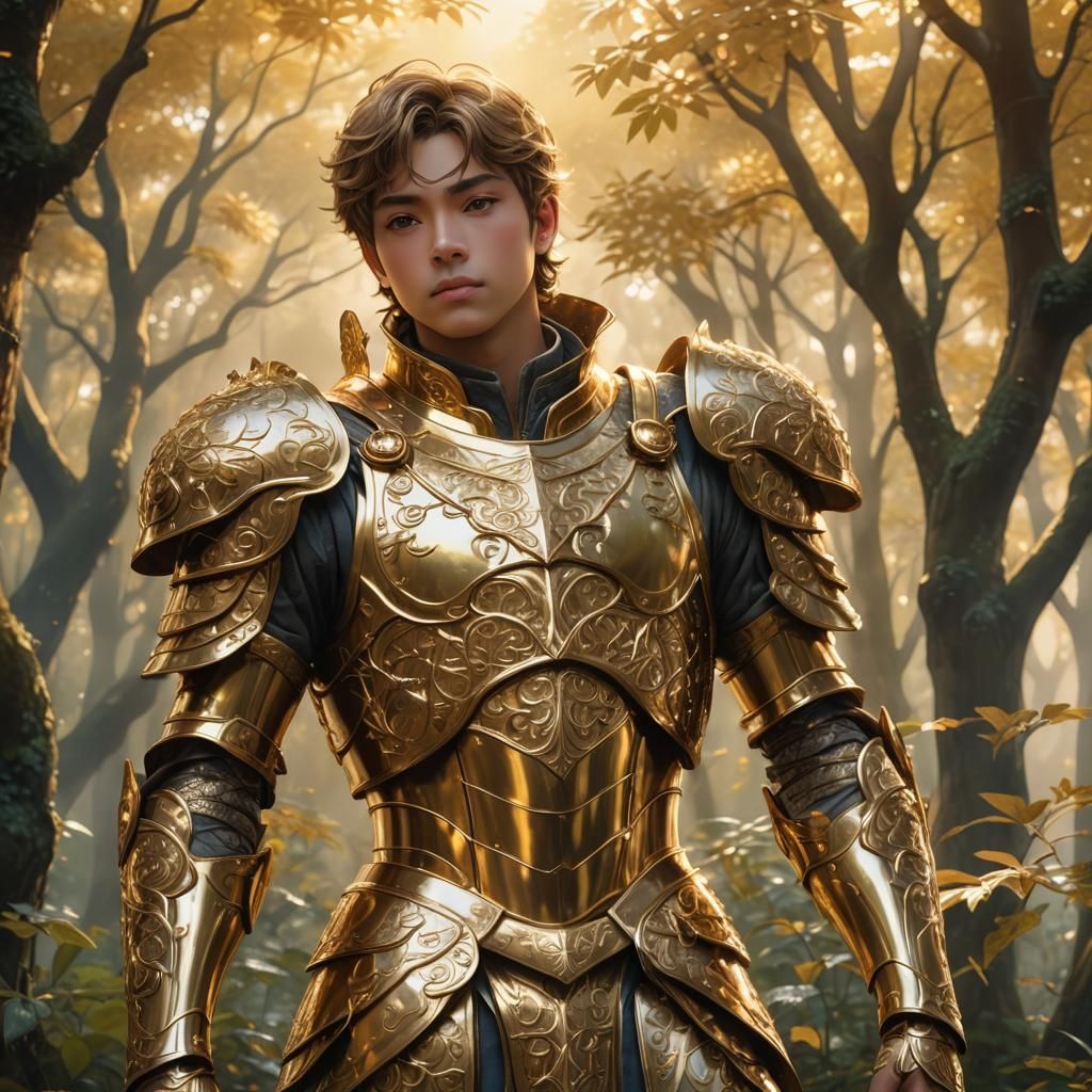 Young Prince in Golden Armor, 3D Anime Art