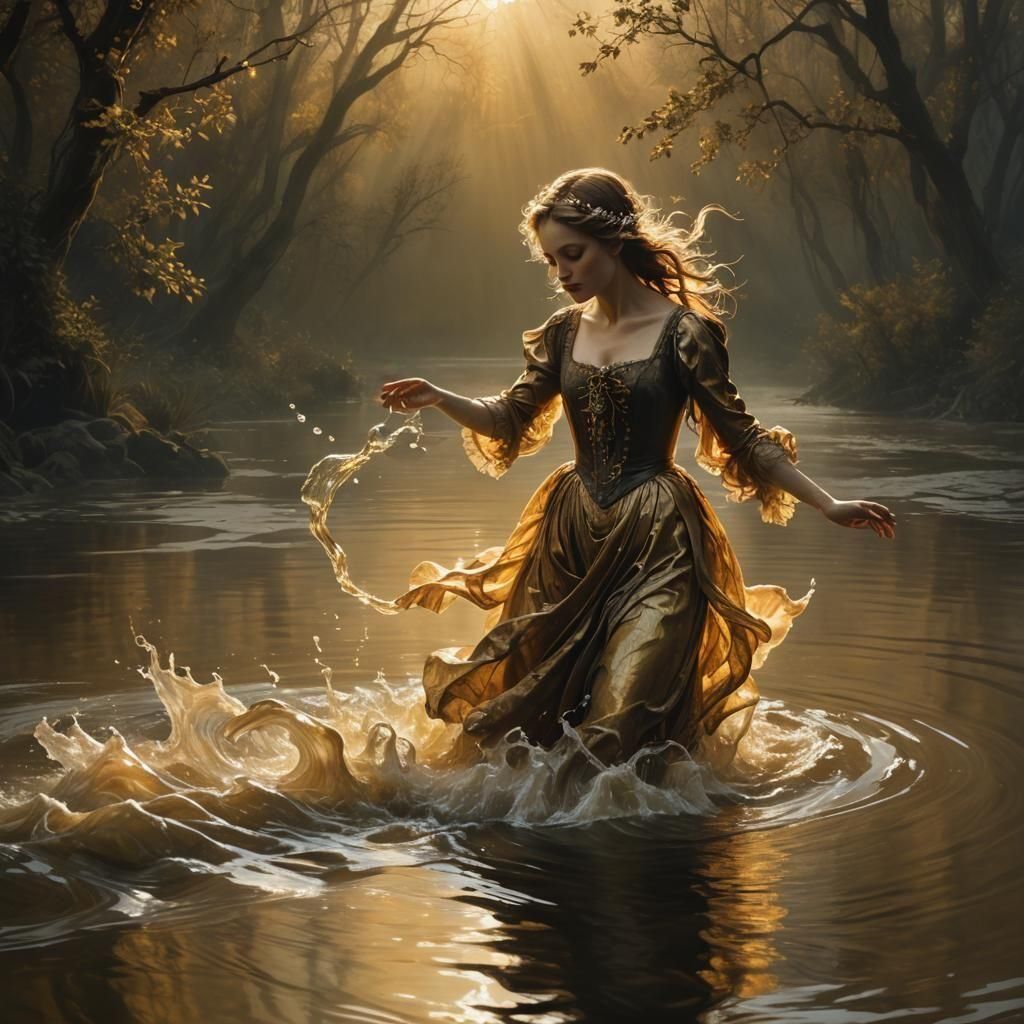 Nixie Luring Man, 16th Century Painting