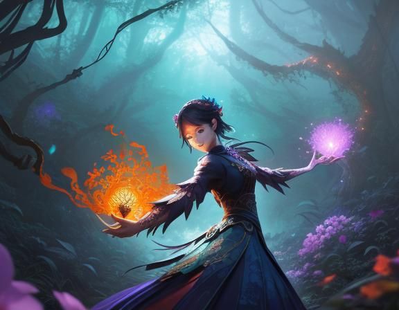 Fairies Battle Demon Flowers in Mystical Forest