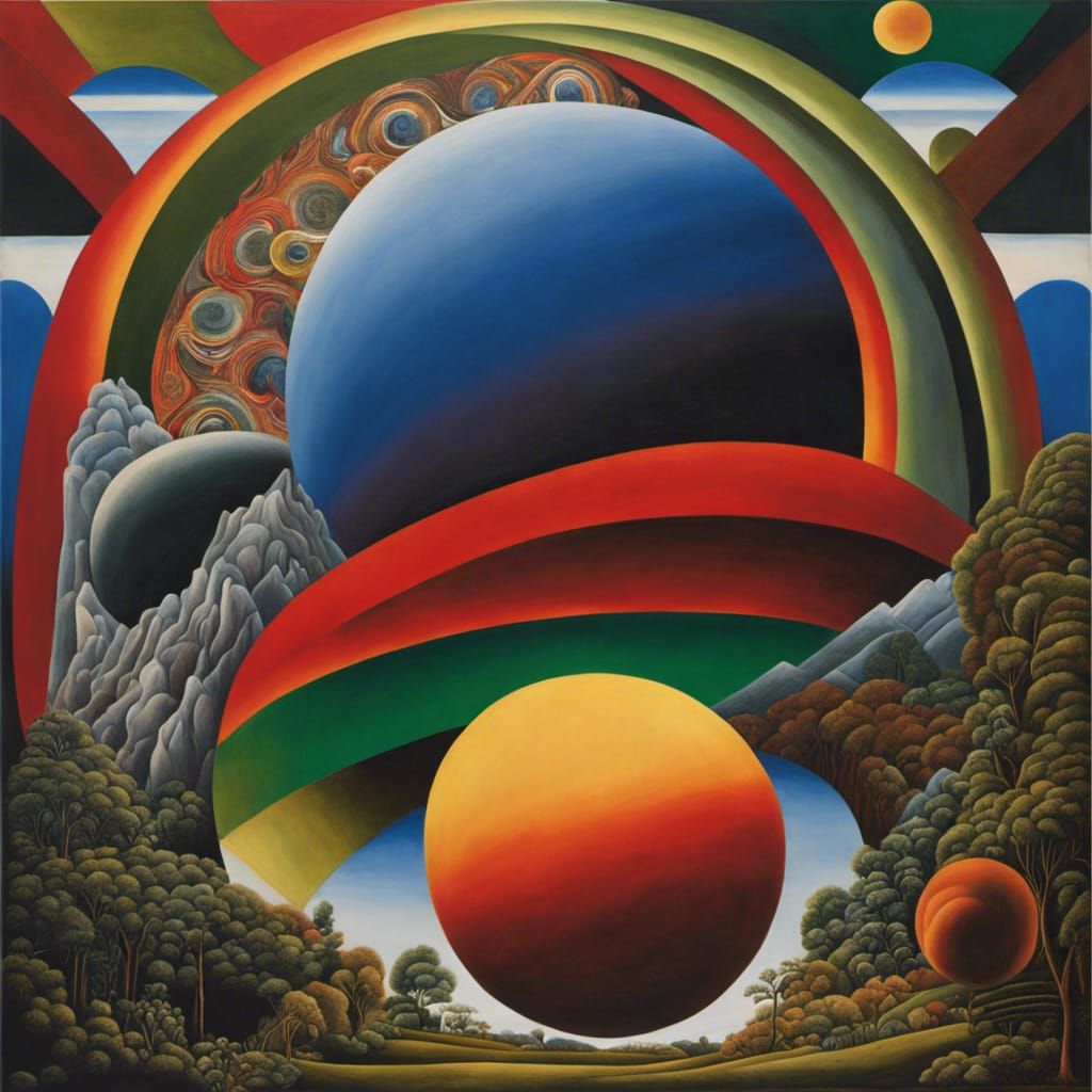 Psychedelic Fantasy Oil Painting in Triadic Colors