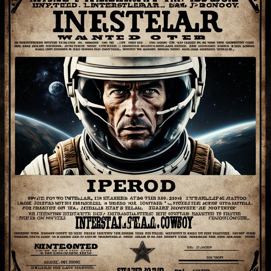 Interstellar Space Cowboy Wanted Poster in Hyperrealism