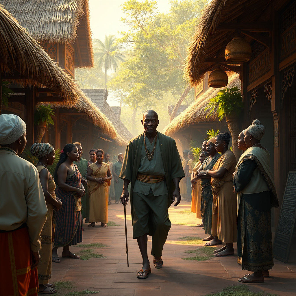 Dignified Villager in a Lush Fantasy Landscape