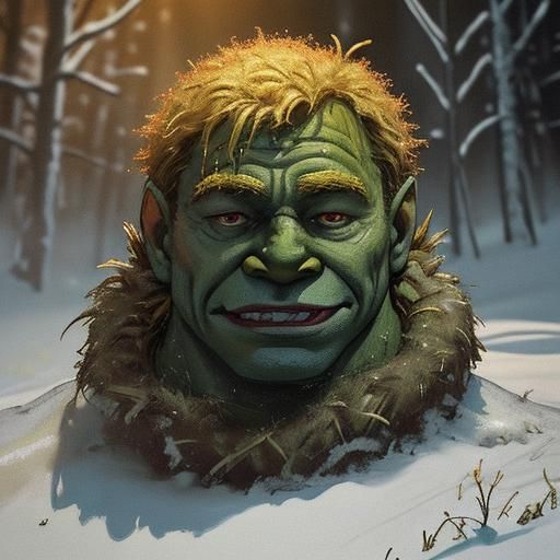 Shrek Wishes Merry Christmas in Snowy Swamp