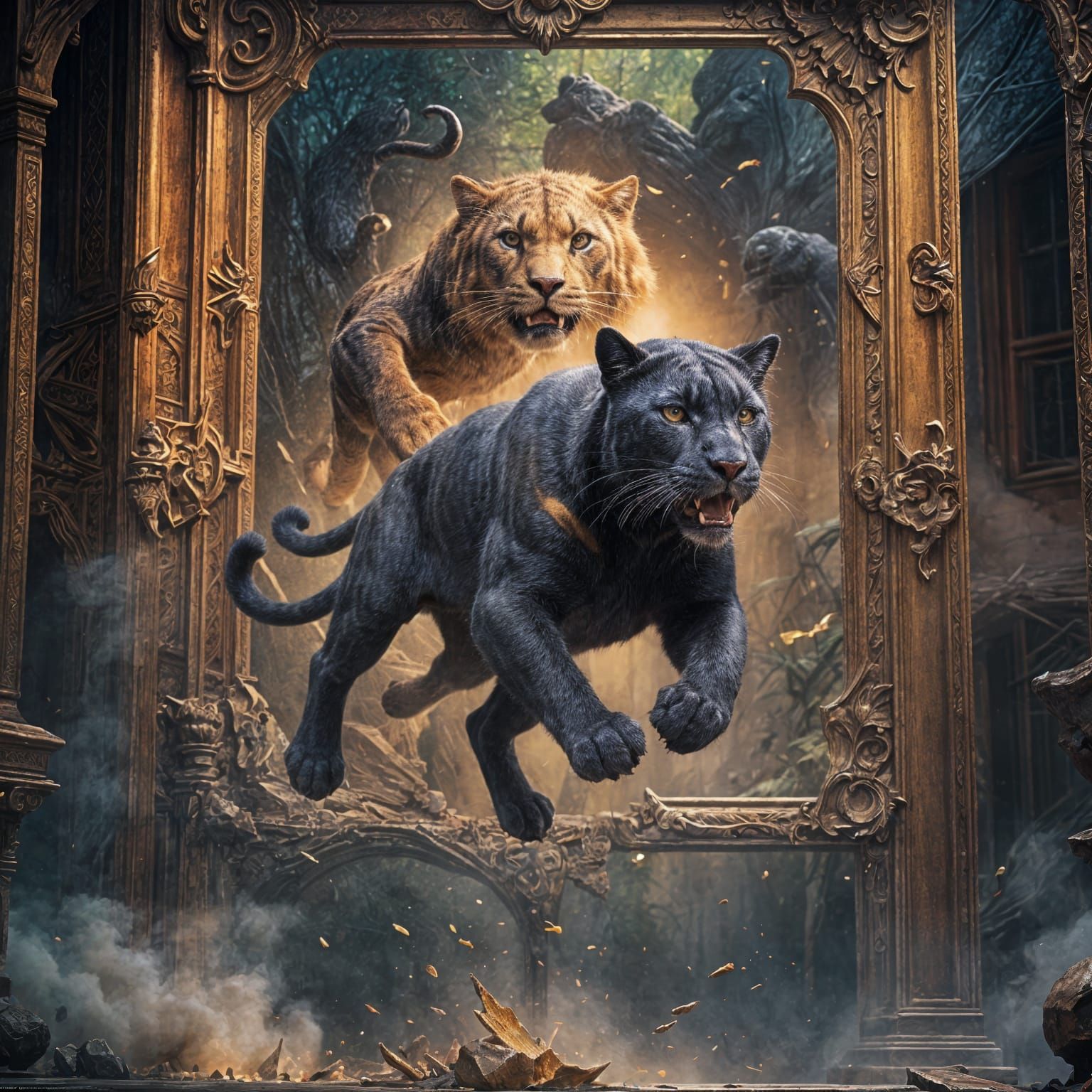 Panther Leaps Out: A Detailed Matte Painting