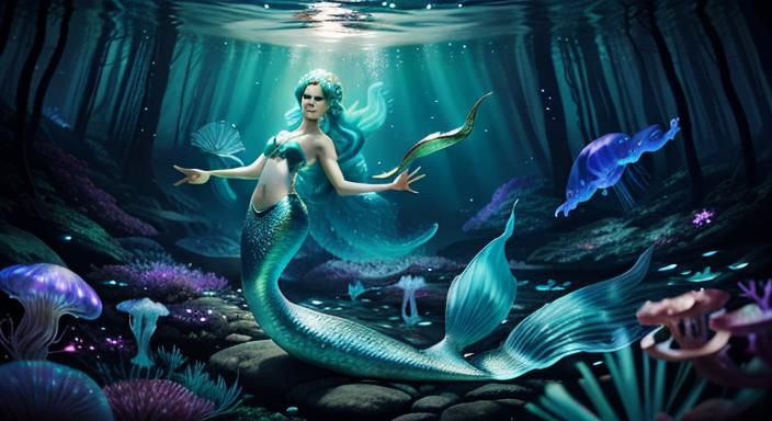 Mermaid Goddess with Jellyfish Tentacles