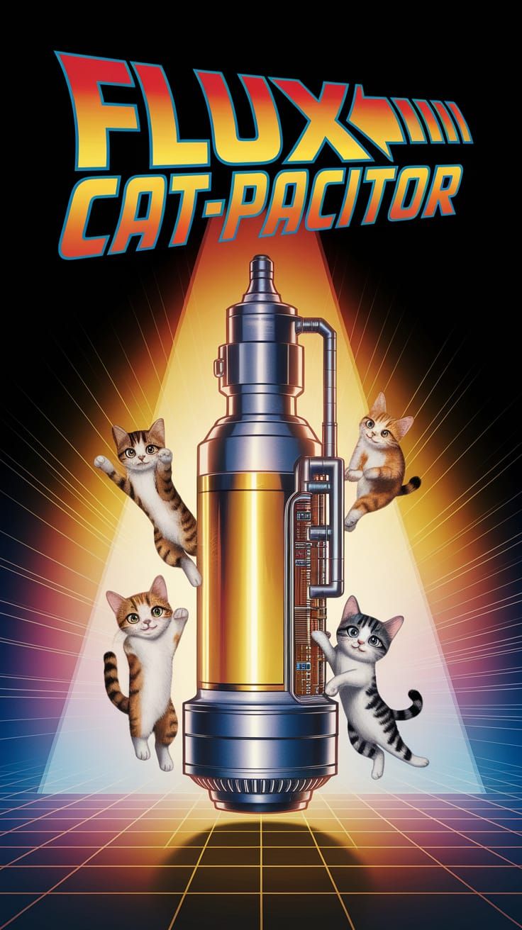 Flux Cat-pacitor Movie Poster in 80s Style