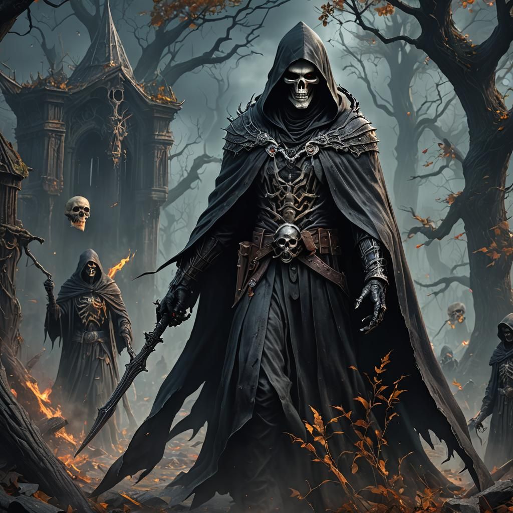 Detailed Grim Reaper in Dark Fantasy Art