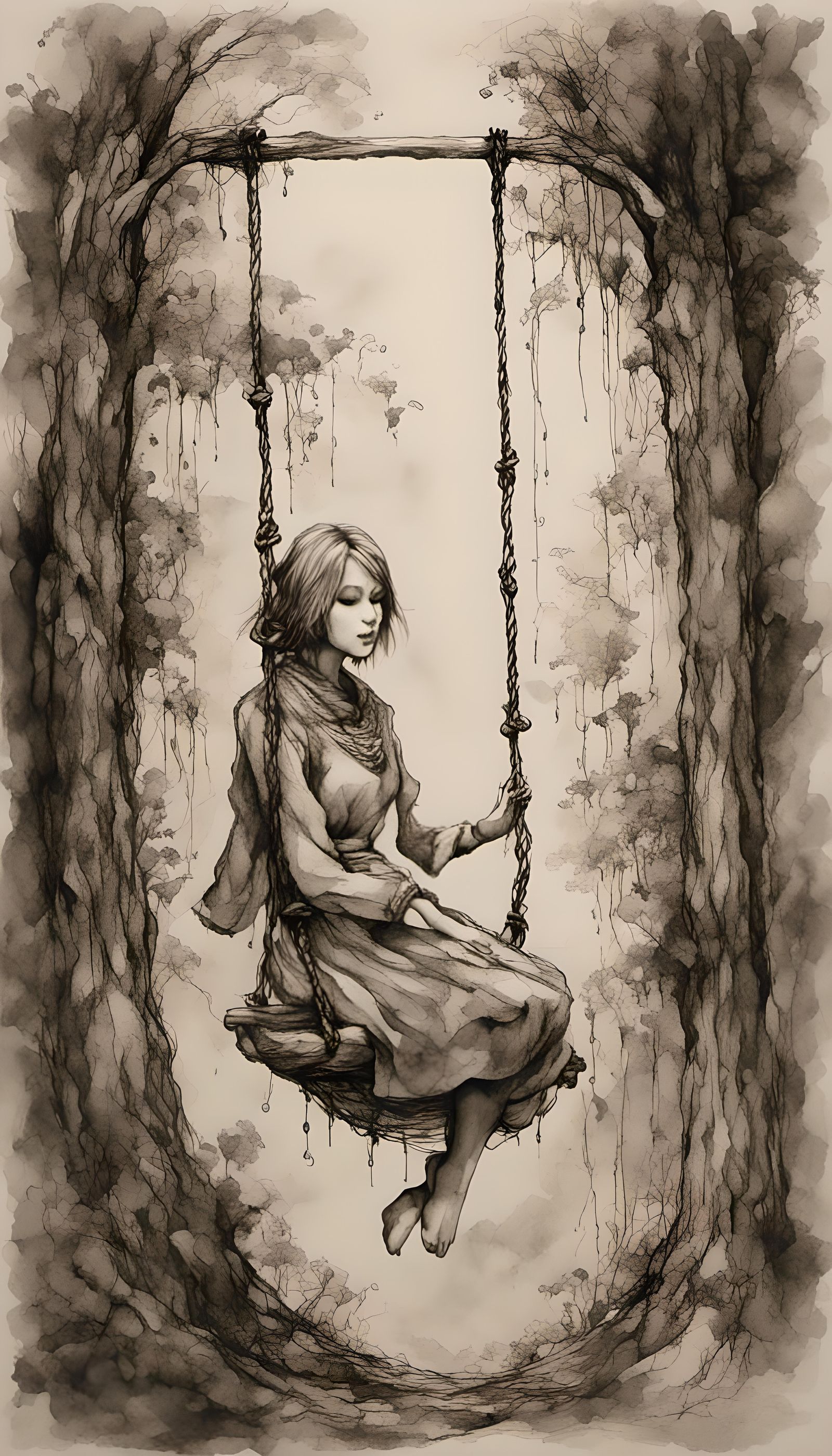 Serene Landscape: Solitude on a Swing