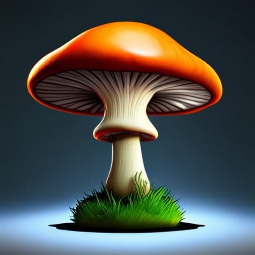 Cartoon Mushroom Character in Sharp Focus