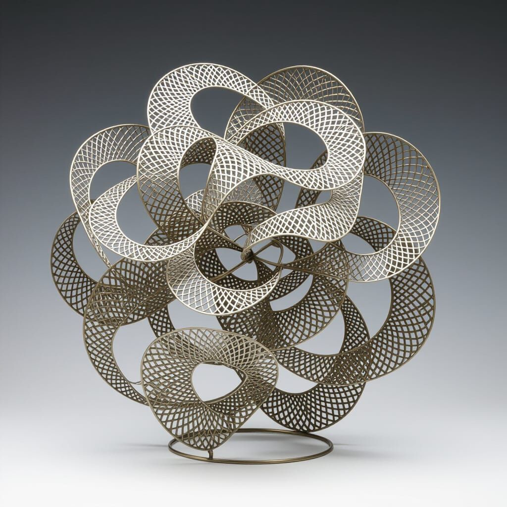 Intricate Wire Sculpture with Abstract Swirling Patterns