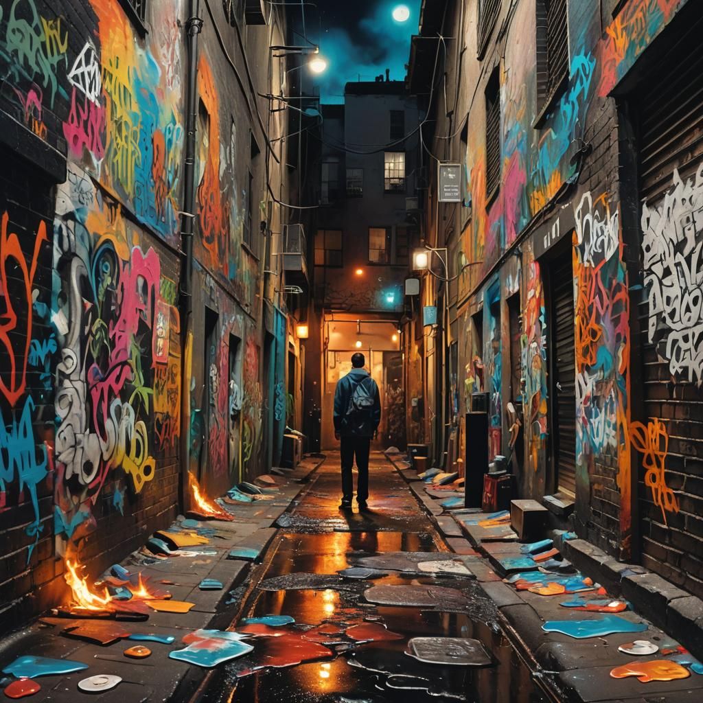 Harrison in Surreal Street Art Alleyway